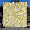 2025 new flower wall backdrop 8ft x 8ft stands yellow silk rose flower wall 3-d artificial flower panel Free Shipping