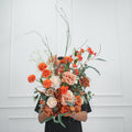 2027 Autumn Wedding Flower Decoration 30cm Mini Burnt Orange Theme Wedding Aisle Flower Arrangement for Event Ceremony - Free Shipping