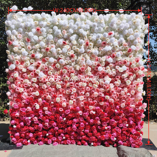 35 Yearsfactory Custom 5d Artificial Flower Wall Decor White pink Artificial Silk Rose pink Flower Wall Free Shipping