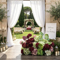 70cm Wedding Aisle Floor Flower Arrangement Fashionable Burgundy Green Hydrangea Flower Row for Wedding Ground Decoration - Free Shipping