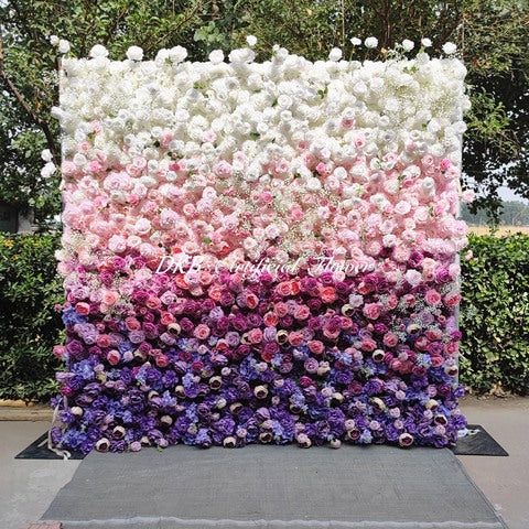 8\*8ft Cloth 2 Piece 3D 5D Roll up Flower Wall Decor Wedding Rose Backdrop Fabric Floral Wall Panel Free Shipping