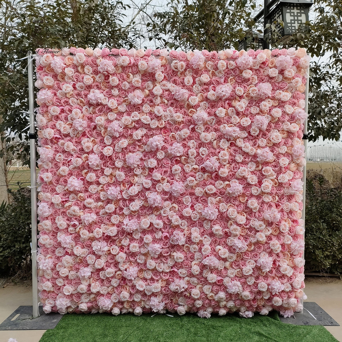 8ftX8ft Factory Direct Supply Artificial Hanging Pink Flower Wall for Events Decorative Stage Flowers Backdrops Free Shipping