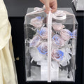 Acrylic Transparent Flower Box Gradient Blue Rose Mother’s Day Bouquet Box Rose Flower Box for Party and Events Gift - Free Shipping