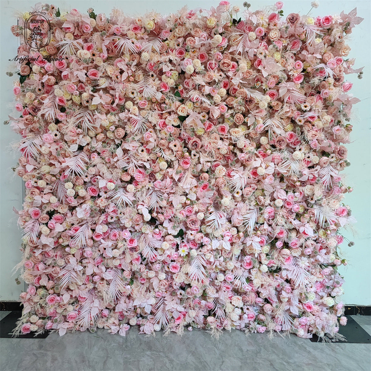Custom 3D Cloth Flower Wall Wedding Artificial Silk Rose Flower Wall Panel Backdrop Decorative Artificial Flower Wall Free Shipping