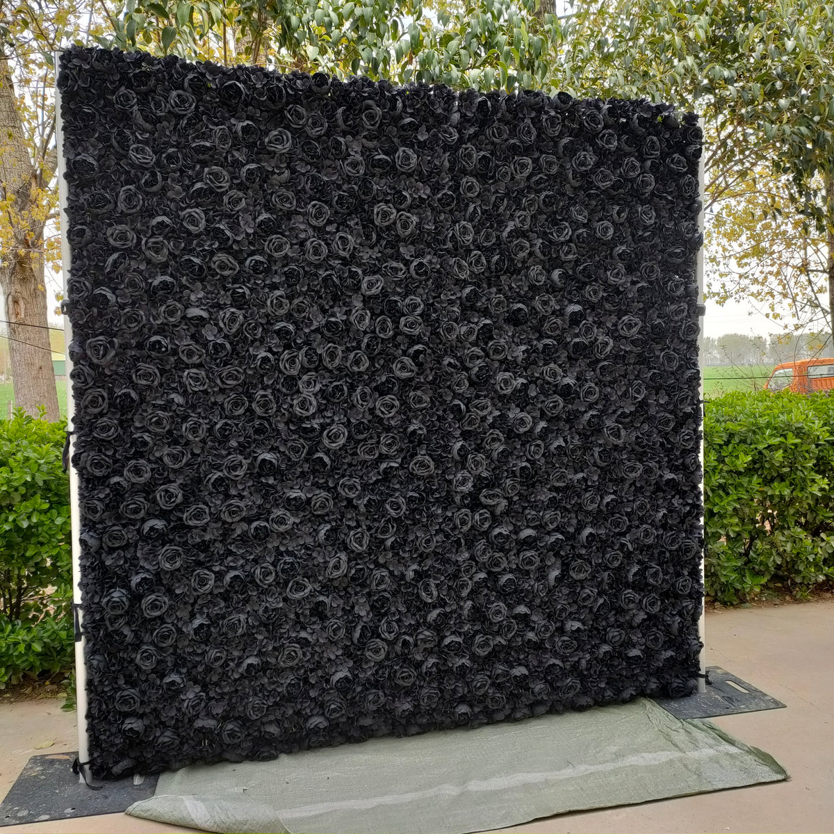 Custom Rose 3d BLACK Flower Wall Decorative Wedding Artificial Silk Flower Wall Panel black flower wall backdrop Free Shipping