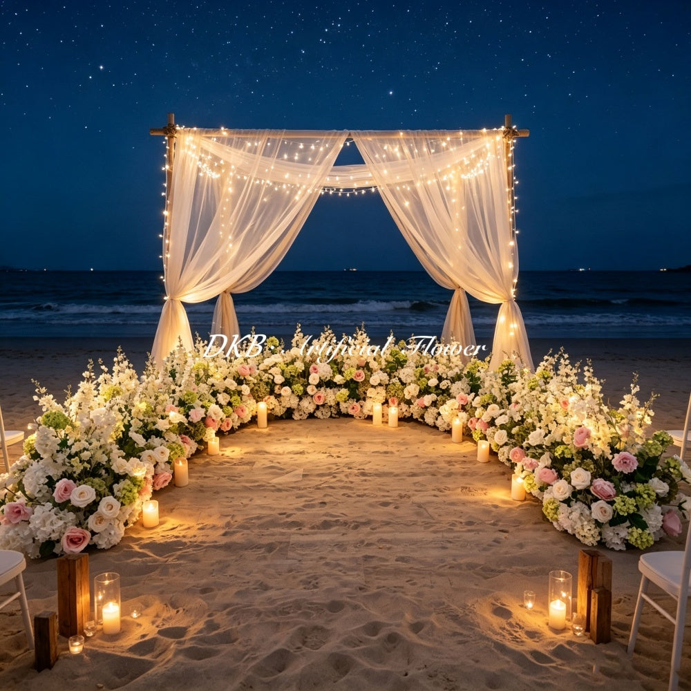 Custom Wedding Flower Arrangement Artificial Silk Handmade Pink White Mixed Tall Flowers Wedding Aisles Set for Wedding Floor - Free Shipping