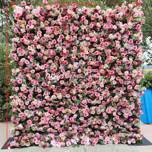 2024 Flower Wall Background Party Decorations Flower Wall 8ft X 8ft Backdrop Floral Curtain Roll-up-flower-wall Free Shipping
