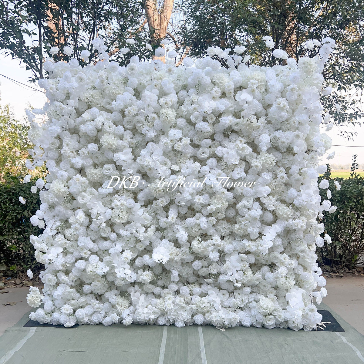 2026 Luxury White 5D Flower Wall Background Party Decorations Flower Wall 8ft X 8ft Backdrop Floral Curtain Roll-up Wall Free Shipping