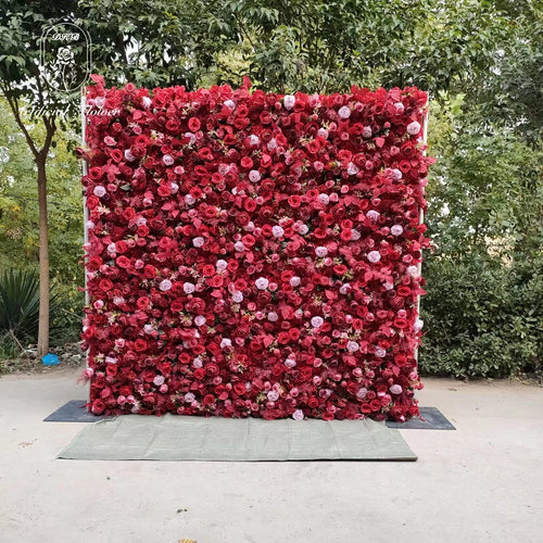 3D 5D Customized Artificial Red White Pink Rose Peony Hydrangea Flower Wall Backdrop for Wedding Event Birthday Decoration Free Shipping