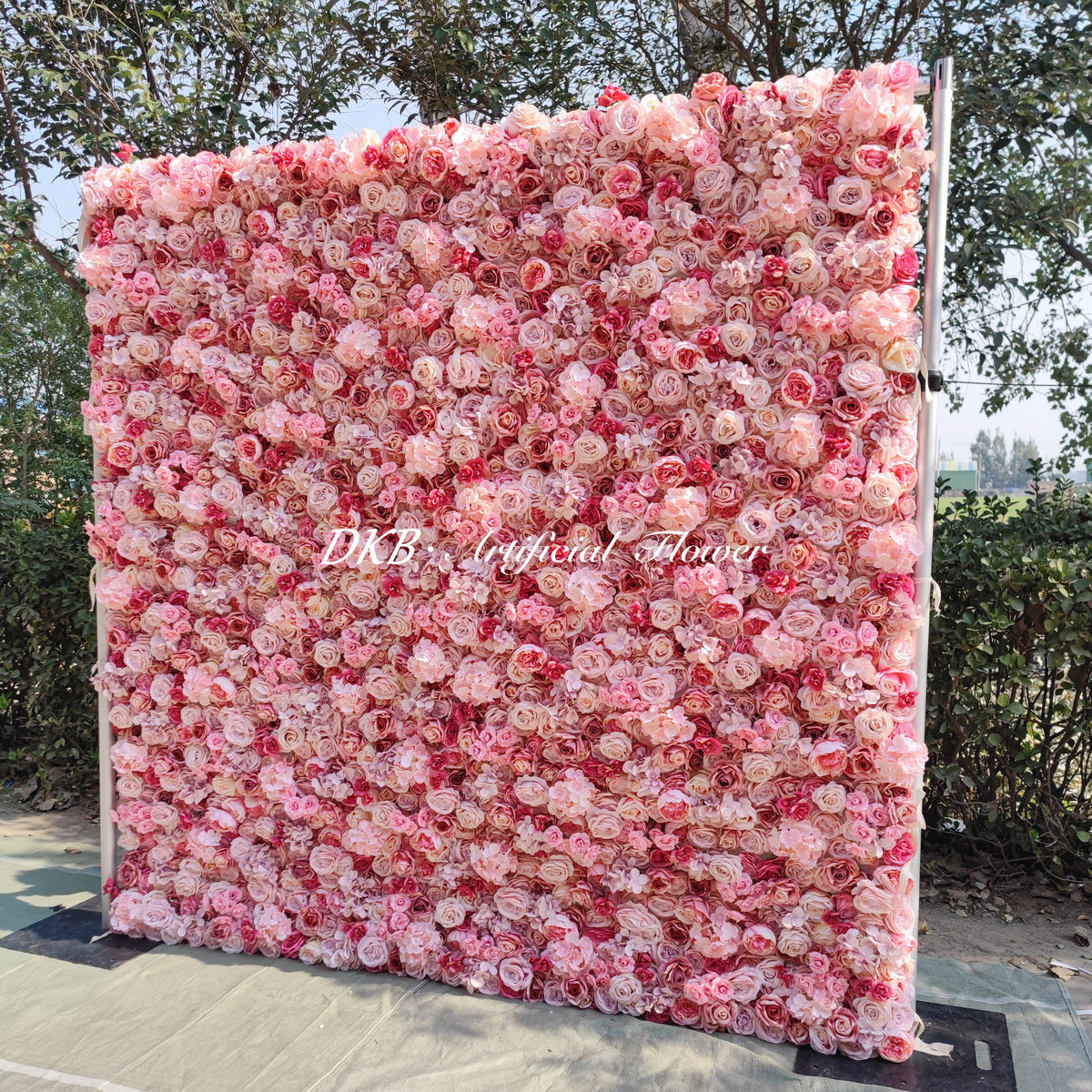 Artificial Flower Factory Custom 3d 5d 8ft 10ft Roll up pink Silk Roll-up Flower Fabric Wall Free Shipping