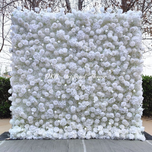 Artificial Flower Factory New Popular White Flower Wall Panel Backdrop Baby's Breath Flower Wall Wedding Decor Free Shipping