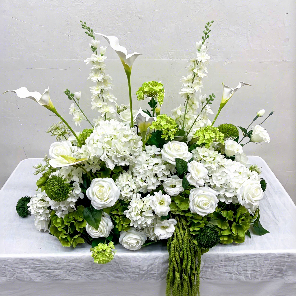 Artificial Flower Manufacturer Most Popular GF453 80cm White Green Aisle Flower Decoration for Wedding Ceremony - Free Shipping