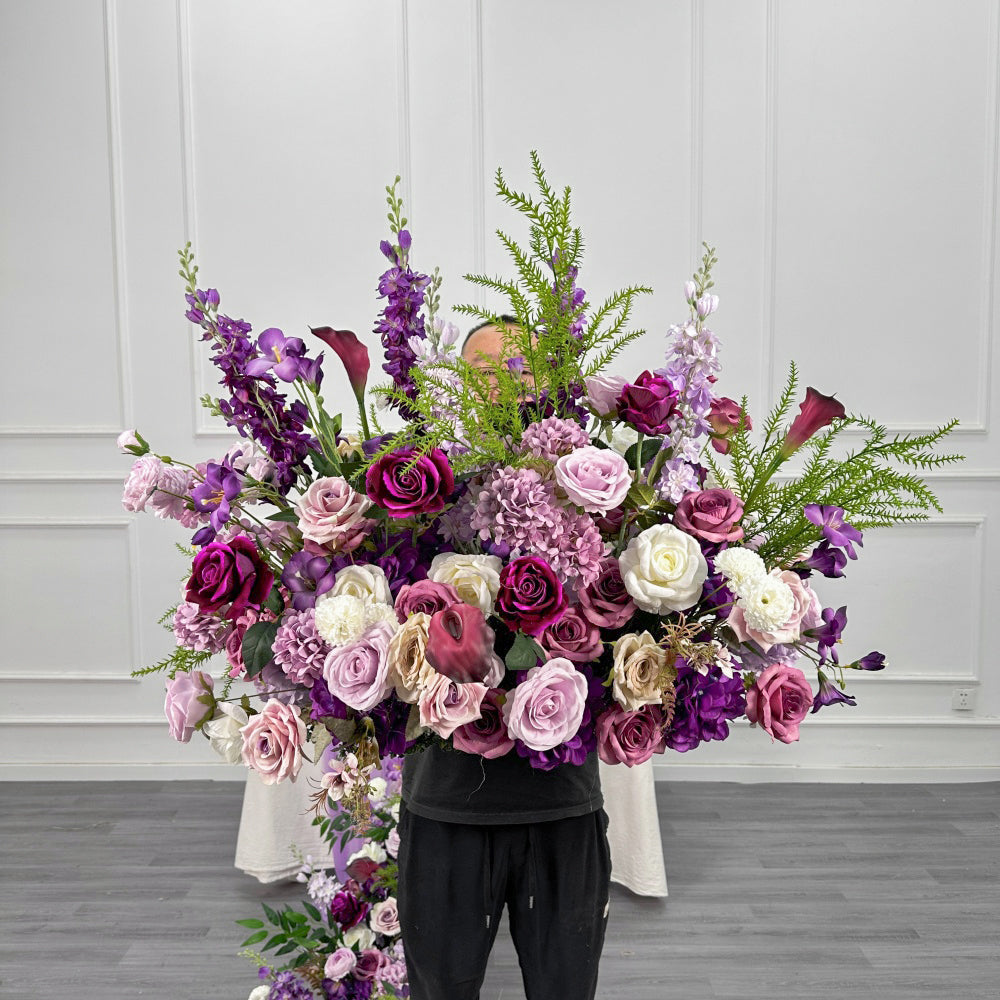 Artificial Flowers Wholesale Wedding Aisle Floral Decoration High End Artificial Purple Flower Aisle Flowers Bouquet - Free Shipping