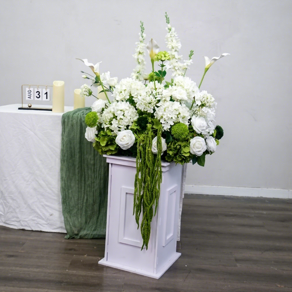 Crafts Hot Selling Simulation Flower Arrangement White and Green Artificial Aisle Flower for Wedding Party Altar Decoration - Free Shipping