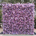 Custom Handmade Roll-up Fabric Flower Wall(with Stand) 5d Purple Silk Rose Roll up Flower Wall 8ft8ft Free Shipping