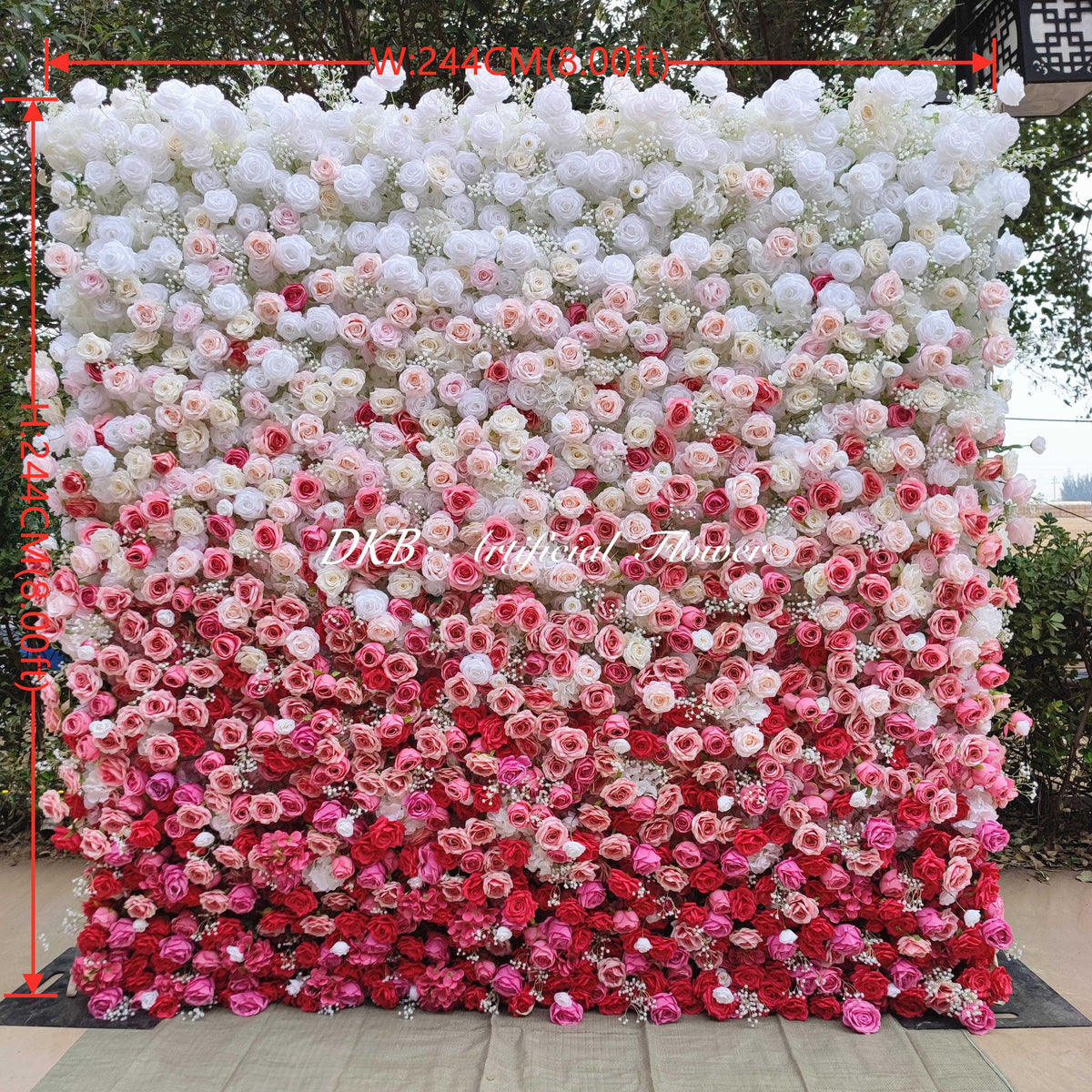 Custom Wedding Backdrop Real Touch Luxurious Colourful Silk Flowers Roll up Fabric Artificial Flower Wall Wedd Free Shipping