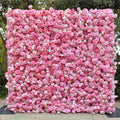 Customized Artificial Flowers Wall Wedding Decoration Pink Roller Curtain Flower Wall Wedding Background Square Shape Decor Free Shipping