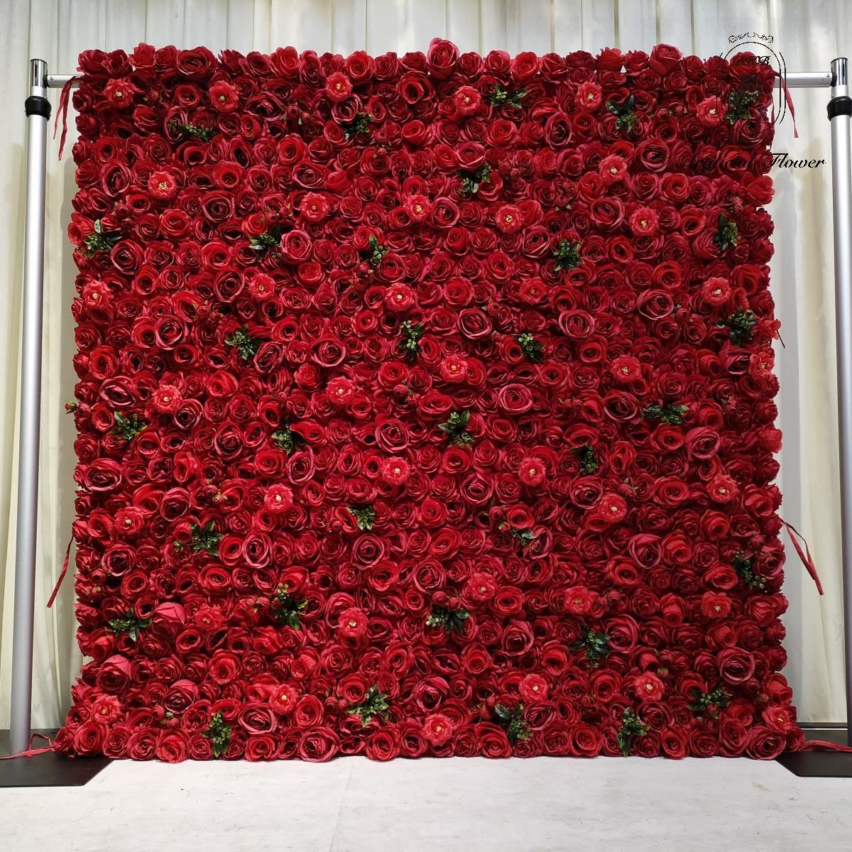 Customized Flower Wall of Artificial Red Rose Floral Panel Flower Wall Backdrop Free Shipping