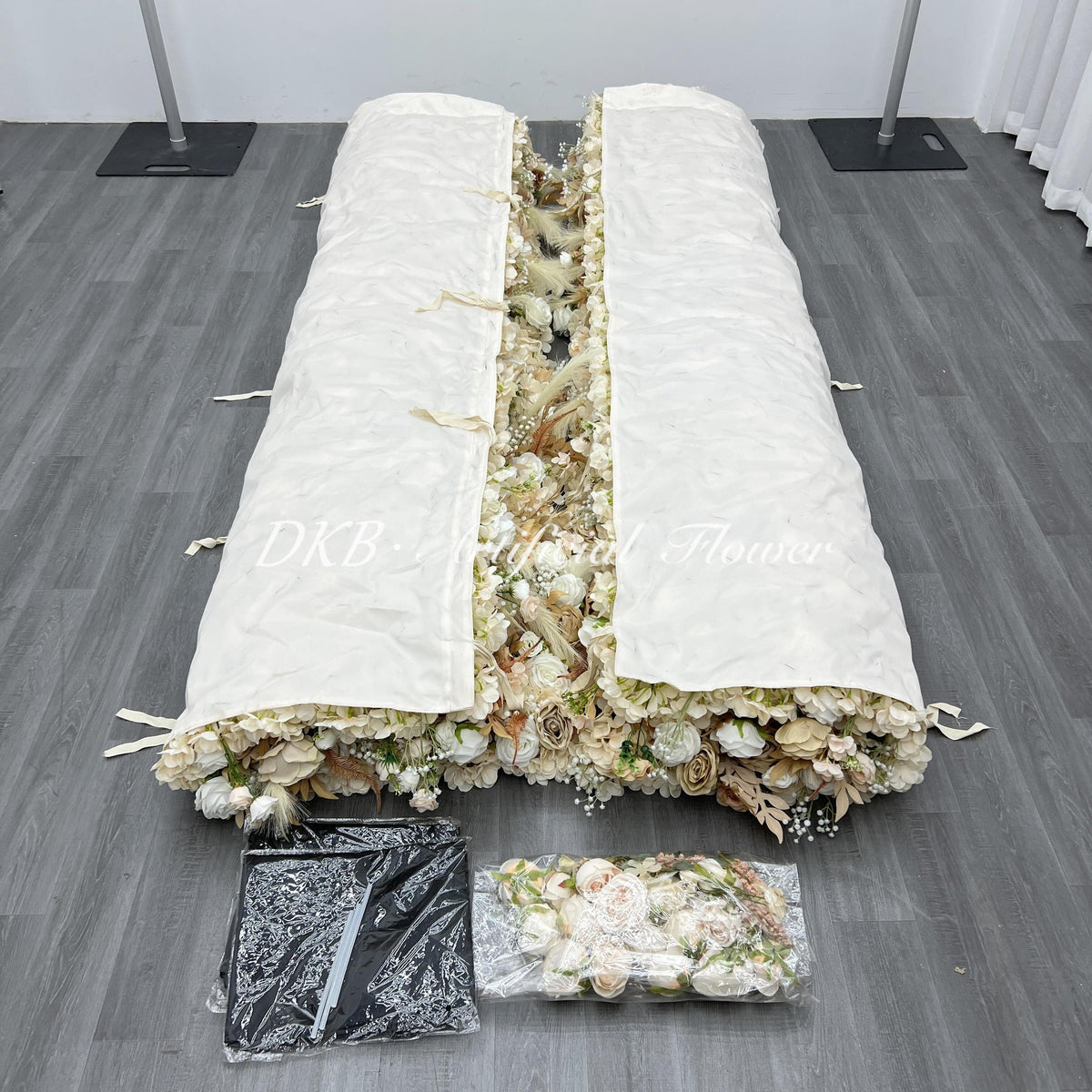 Factory Bulk Wholesale High Quality Artificial 8ft X 8ft Pampas Silk Rose Roll up Flower Wall Backdrop Decor Free Shipping