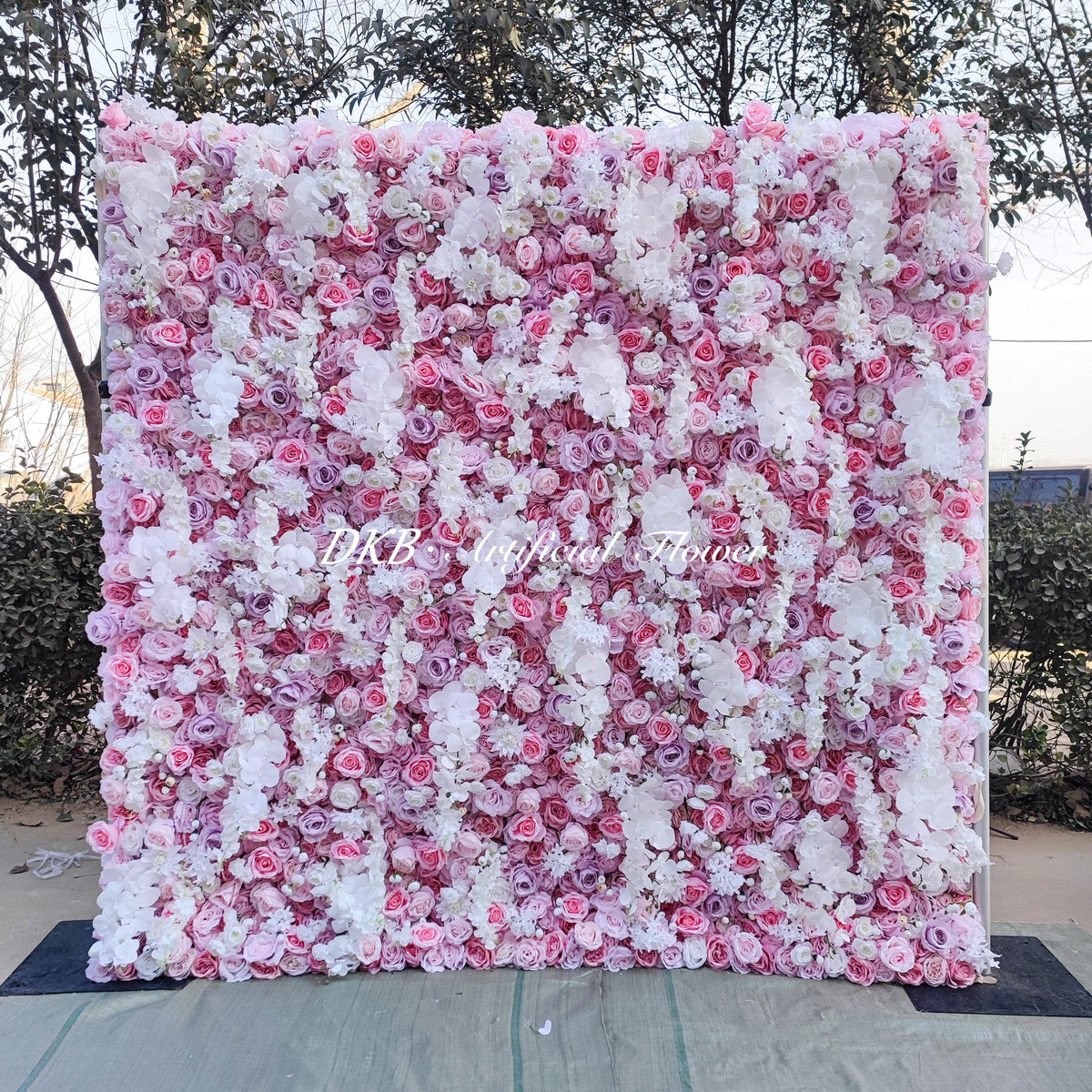 Factory Custom 3D 5D Flower Wall Lilac pink Flower Wall Backdrop 8ft X 8ft and Wall Flower Shelf Free Shipping