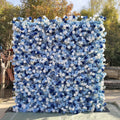 Factory Custom Roll up Flower Wall 1 Sq Meter Luxury Blue Artificial Silk Flower Wall 2\*2 8\*8 ft Free Shipping