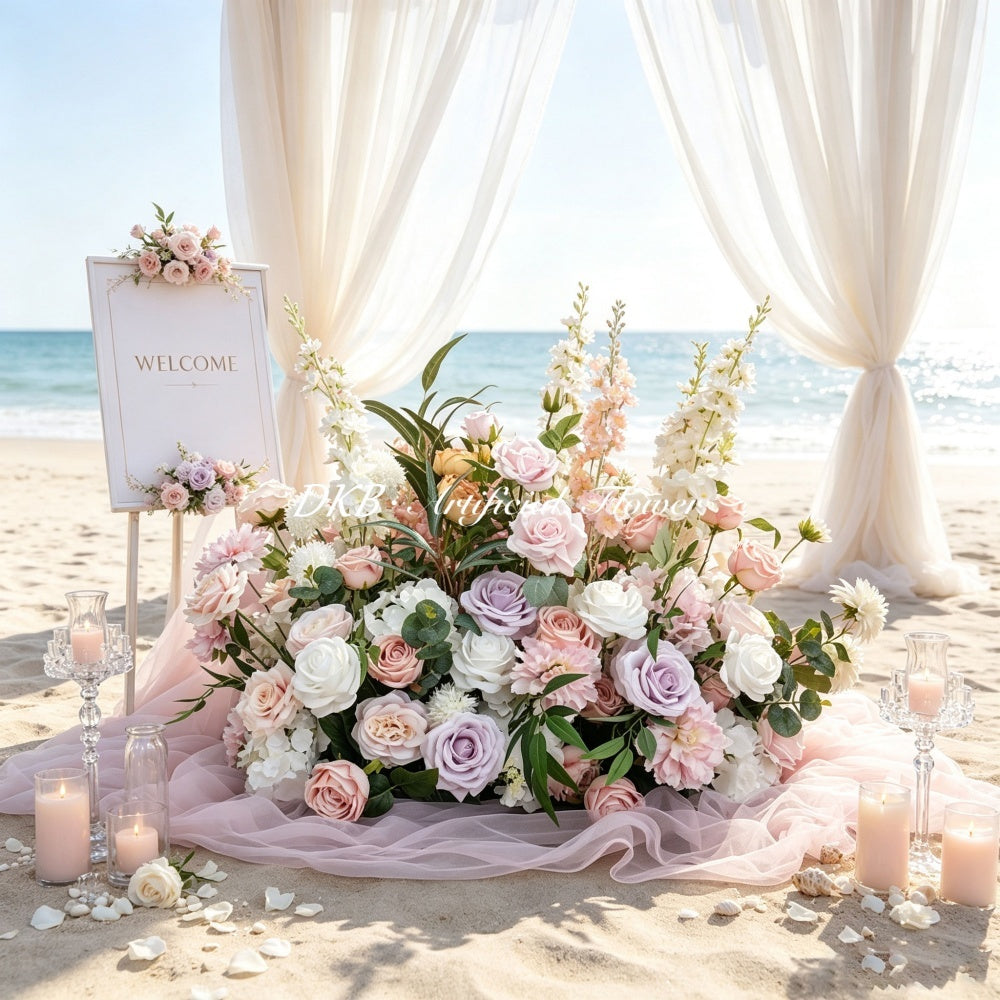 Manufacturer New Design Wedding Event Aisle Flower 70cm Long Light Pink and Purple Aisle Flower for Hotel Event Floor Decor - Free Shipping