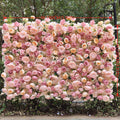 New Design Popular Wedding Wall Decorations Artificial pink Silk Rose 3d Roll up Flower Wall Backdrop Free Shipping