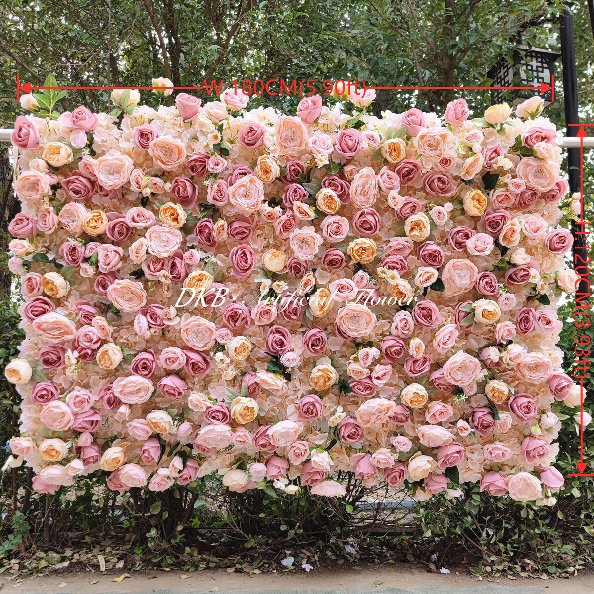 New Design Popular Wedding Wall Decorations Artificial pink Silk Rose 3d Roll up Flower Wall Backdrop Free Shipping