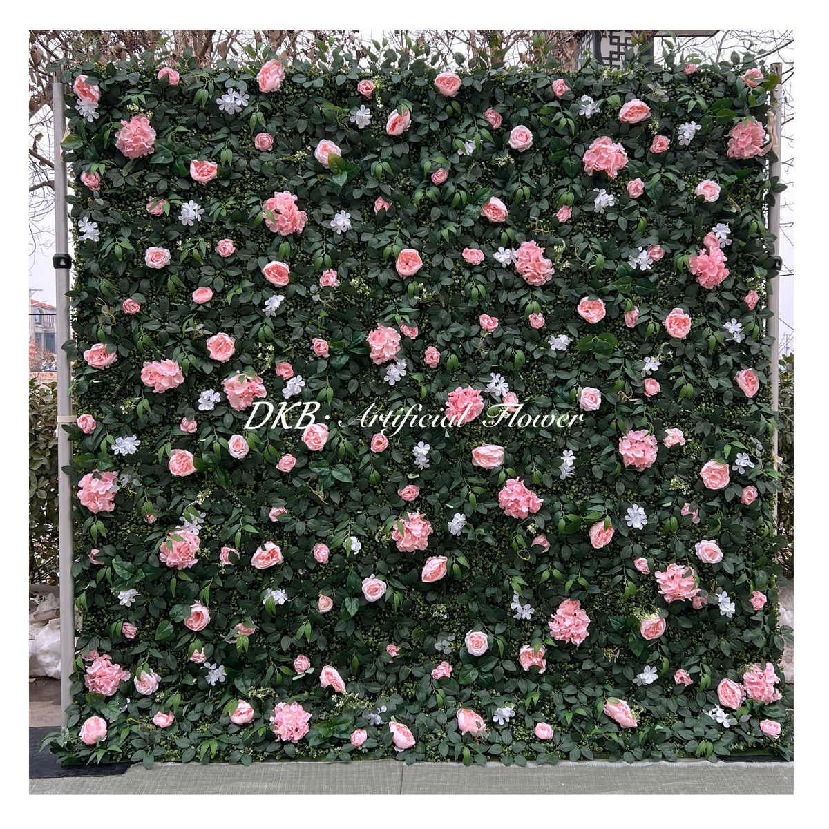 OEM Artificial Flower Wall Customized Flower Cloth Back Silk Wedding Decoration 8\*8ft Flower Panel Free Shipping
