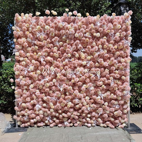Very Popular Luxury 5D pink Background Decorative Flower Wall for Wedding Decoration Free Shipping