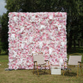 Wedding Background Decoration High Quality pink Rose Curtains 3d Roll up Fabric Artificial Flower Wall Free Shipping