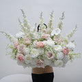 Wholesale 80cm Pink White Flower Aisles Decoration Real Touch Silk Flower Arrangement for Wedding Birthday Party Decoration - Free Shipping