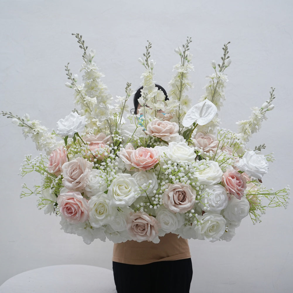 Wholesale 80cm Pink White Flower Aisles Decoration Real Touch Silk Flower Arrangement for Wedding Birthday Party Decoration - Free Shipping