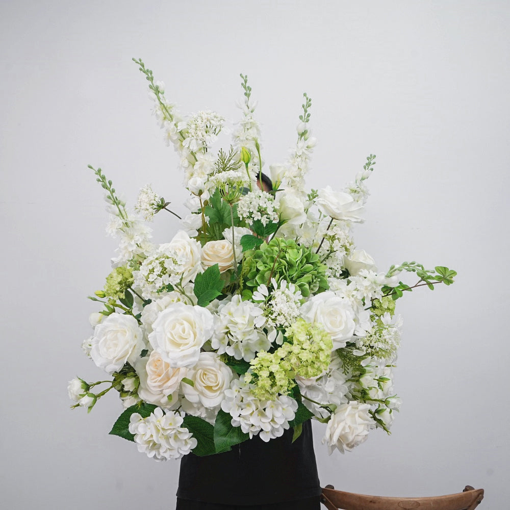 Wholesale Hot Sale Realistic Wedding Aisle Floral Floor Decoration 80cm Artificial Green White Flower Aisle Flowers - Free Shipping