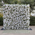 DKB35 Years Wedding Decoration Supplies Wholesale Customized White Rose Roll up Flower Wall Panel Backdrop Free Shipping