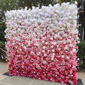 Custom 8x8 Artificial Flowers Wall Panels pink White Silk Rose Zipper Flower Wall Decoration Free Shipping