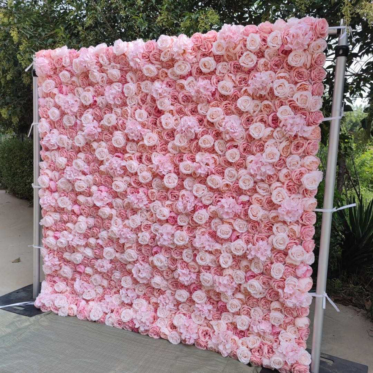 Factory Supply Customized Pink Rose Backdrop Flower Wall Outdoor Party Artificial Flower Wall for Wedding Decoration Free Shipping