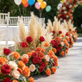 Fall Wedding Burgundy Orange Design Flower Decoration 70cm Artificial Aisle Flower Arrangement for Wedding Walkway Decoration - Free Shipping