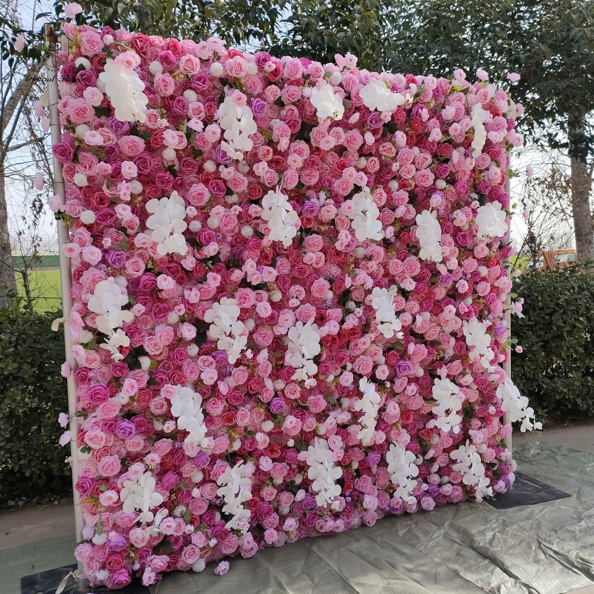 Floral Backdrop Silk Artificial Decorative Flower Wall Pink Rose Flower Wall for Wedding Stage Decoration Artificial Flower Wall Free Shipping