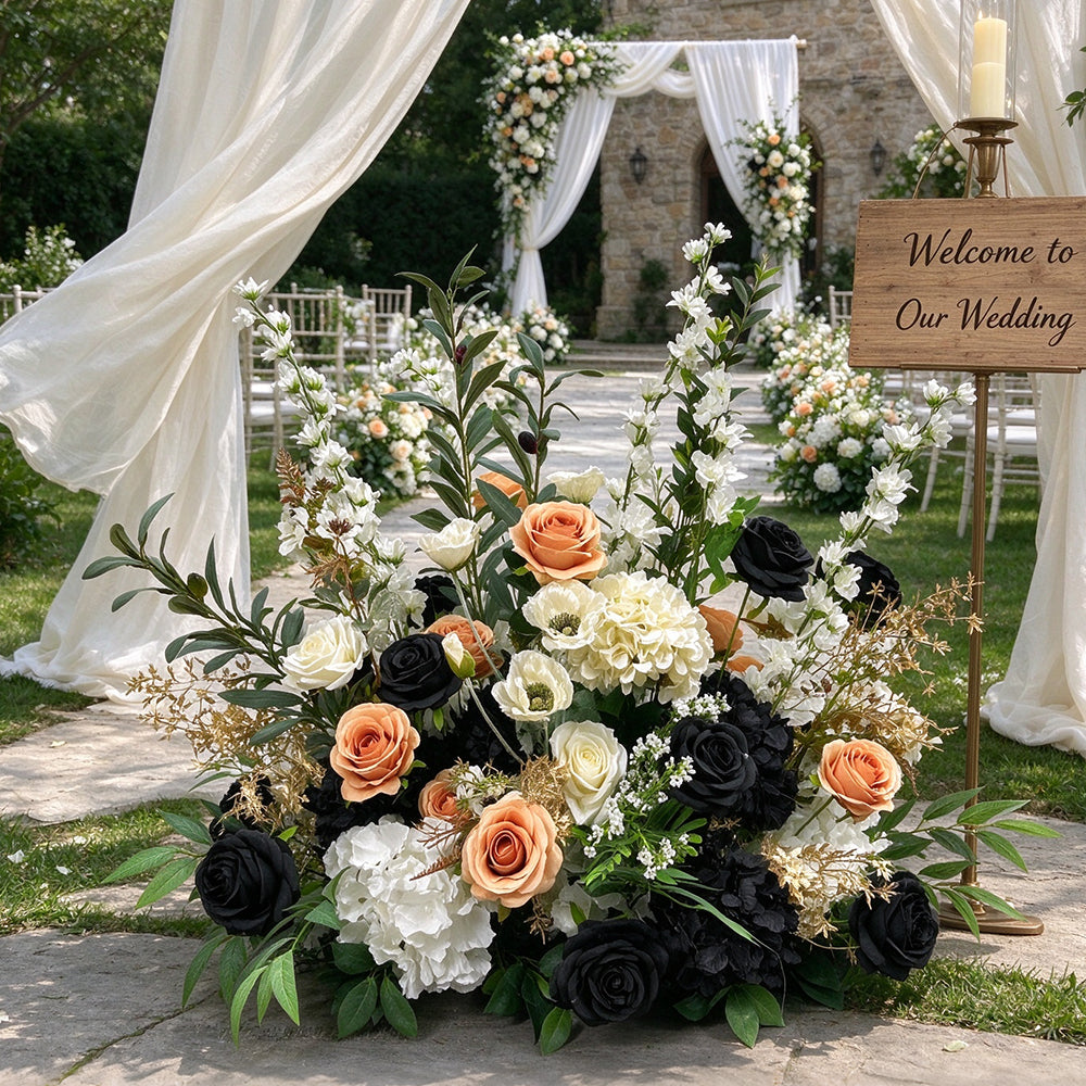 GF918 High Quality 60cm Length Blue and Orange Aisle Floor Ground Flower for Wedding Party Decoration - Free Shipping