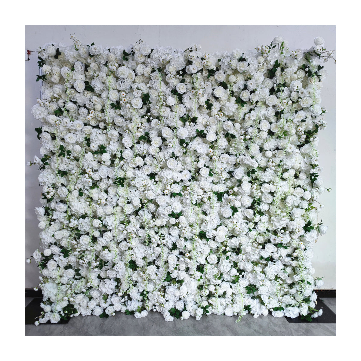 Green Wedding Decoration White Rose Greenery Roll up Flowers Panels Flower Wall Free Shipping