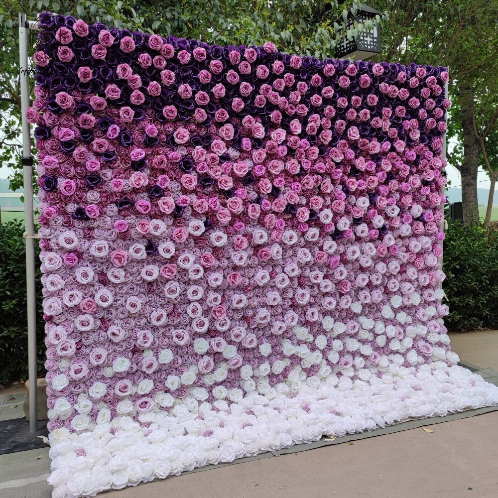 HQ 120 Custom Wedding Decor Flower Wall Artificial White Rose Floral Panel Flower Wall Backdrop Free Shipping