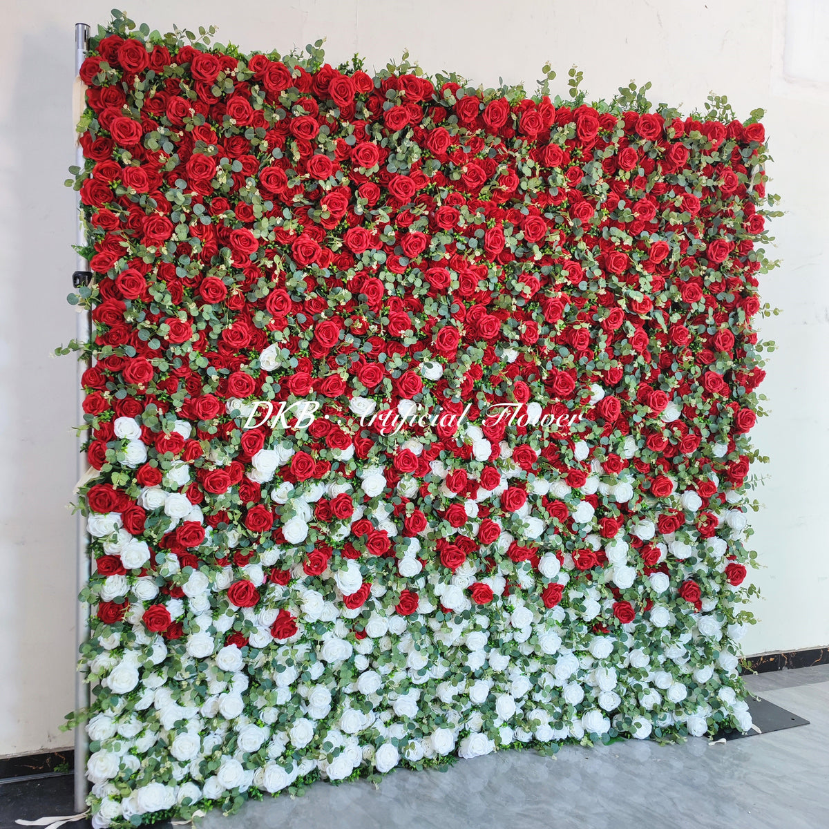 HQ038 Factory Custom 5d Red Flower Panel Rose 8\*8 Roll up Zipper Flower Wall Decoration for Party Free Shipping