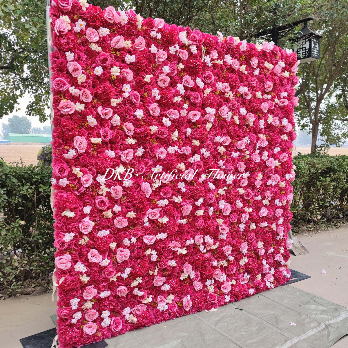 HQ115 New Design 5d Flower Wall Wedding Decoration Rose 8\*8 Roll up Zipper Flower Wall for Party Free Shipping