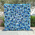 HQ116 Hot Sale 3d Blue Flower Panel Backdrop Rose Peony 8\*8 Roll up Zipper Wedding Flower Wall Decoration for Party Free Shipping