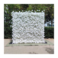 HQ135 Factory Custom 5d White Flower Wall Decoration Rose 8\*8 Roll up Zipper Flower Wall for Party Free Shipping