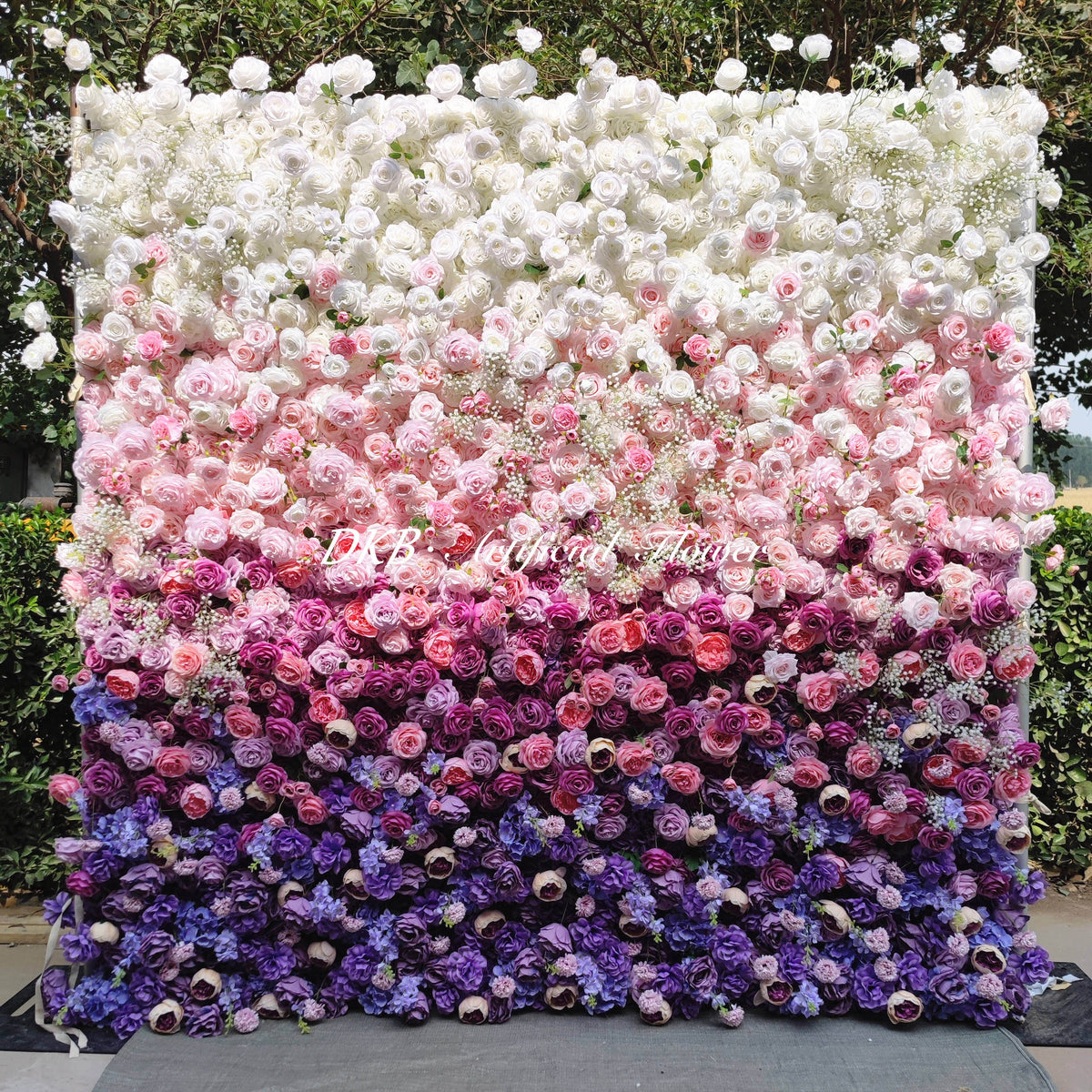 HQ208 New Design 5d Flower Wall Wedding Decoration Rose 8\*8 Roll up Zipper Flower Wall for Party Free Shipping