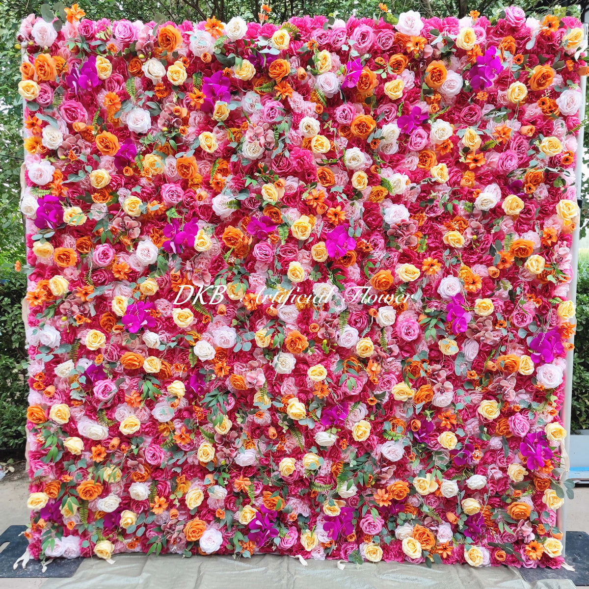 HQ220 Fashion Design 5d Flower Wall Decoration Rose 8\*8 Roll up Zipper Flower Wall for Decor Free Shipping