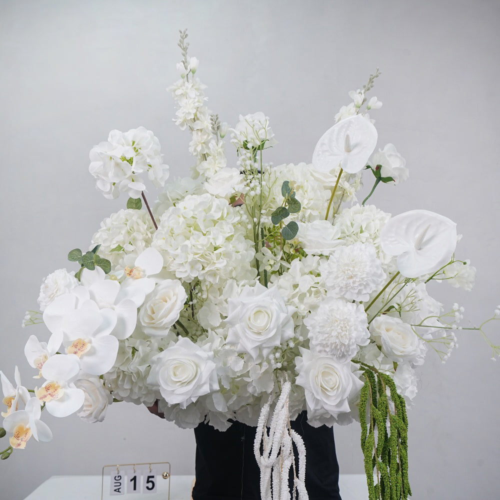 Luxurious Wedding Party Event Artificial Flower Decoration 60cm White Altar Flower Arrangement for Event Decor Planner Business - Free Shipping