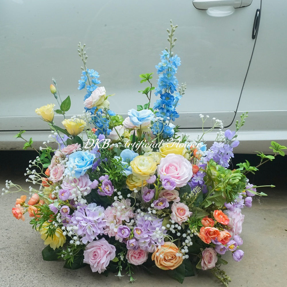 Luxury Artificial Flower Floor Display Wedding Reception Birthday Party Hotel Event Decoration Colorful Flower Arrangement - Free Shipping